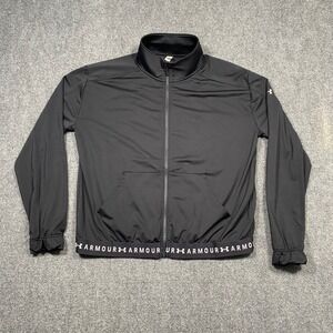 Under Armour HeatGear Black Zip Up Jacket‎ Athletic Track Jacket Women's MD